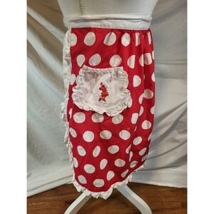 WALT DISNEY WORLD Disneyland Resort Apron Minnie Mouse Red Polka Dot Ruffle‎